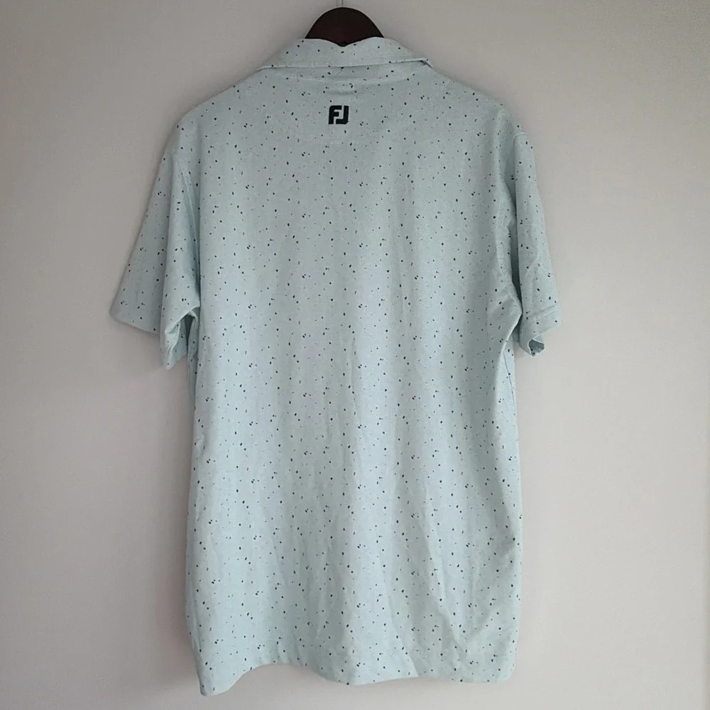 FootJoy ProDry Golf Polo M Blue Green Speckled Moisture Wicking Stretch Outdoor‎
